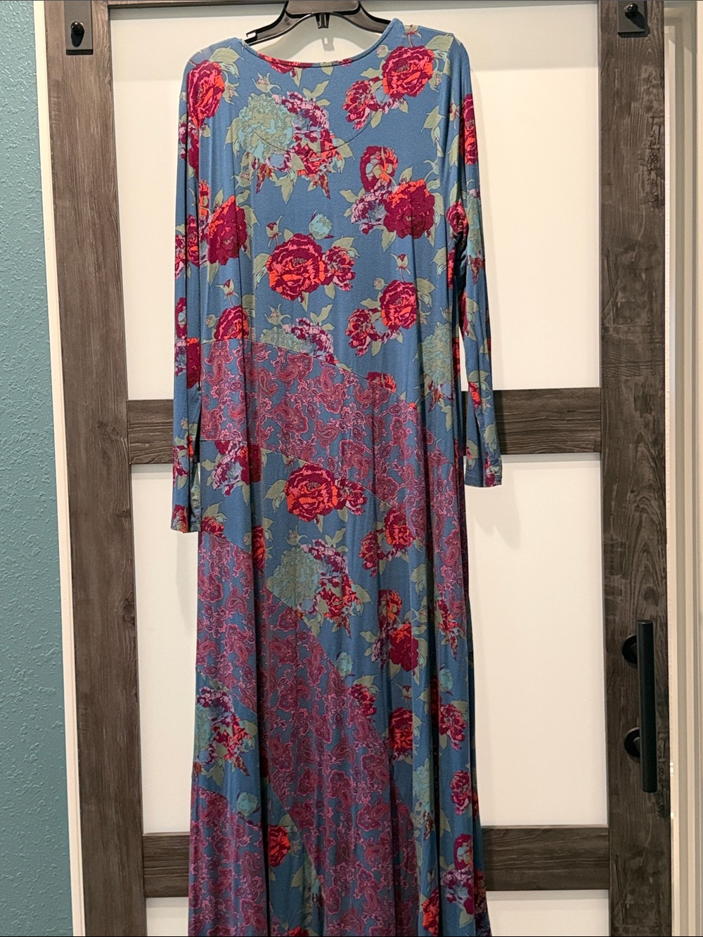 Soft Surroundings Blue Floral and Paisley Long Sleeve Maxi Dress - Picture 4 of 4